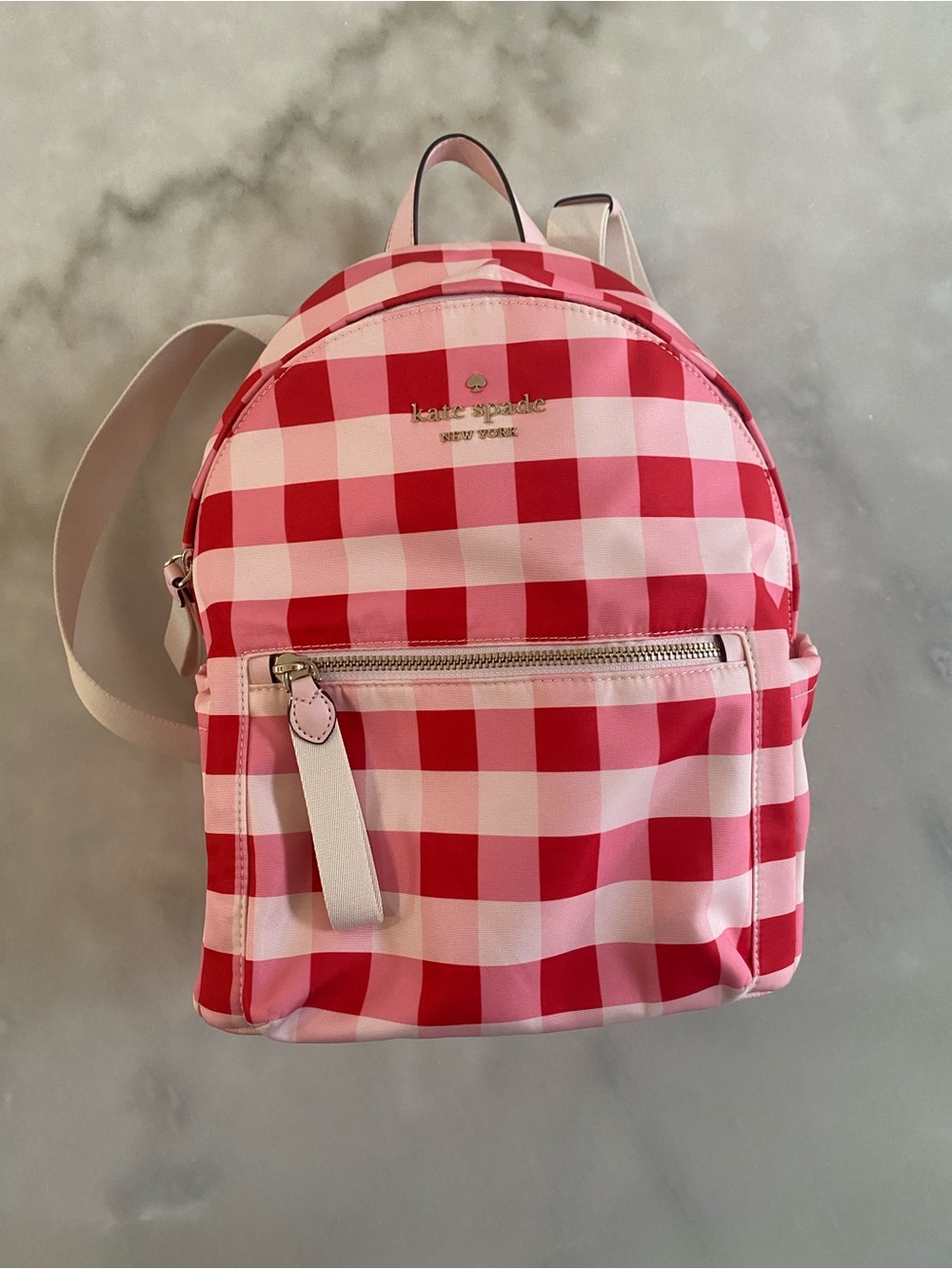 Kate spade medium gingham check Chelsea backpack